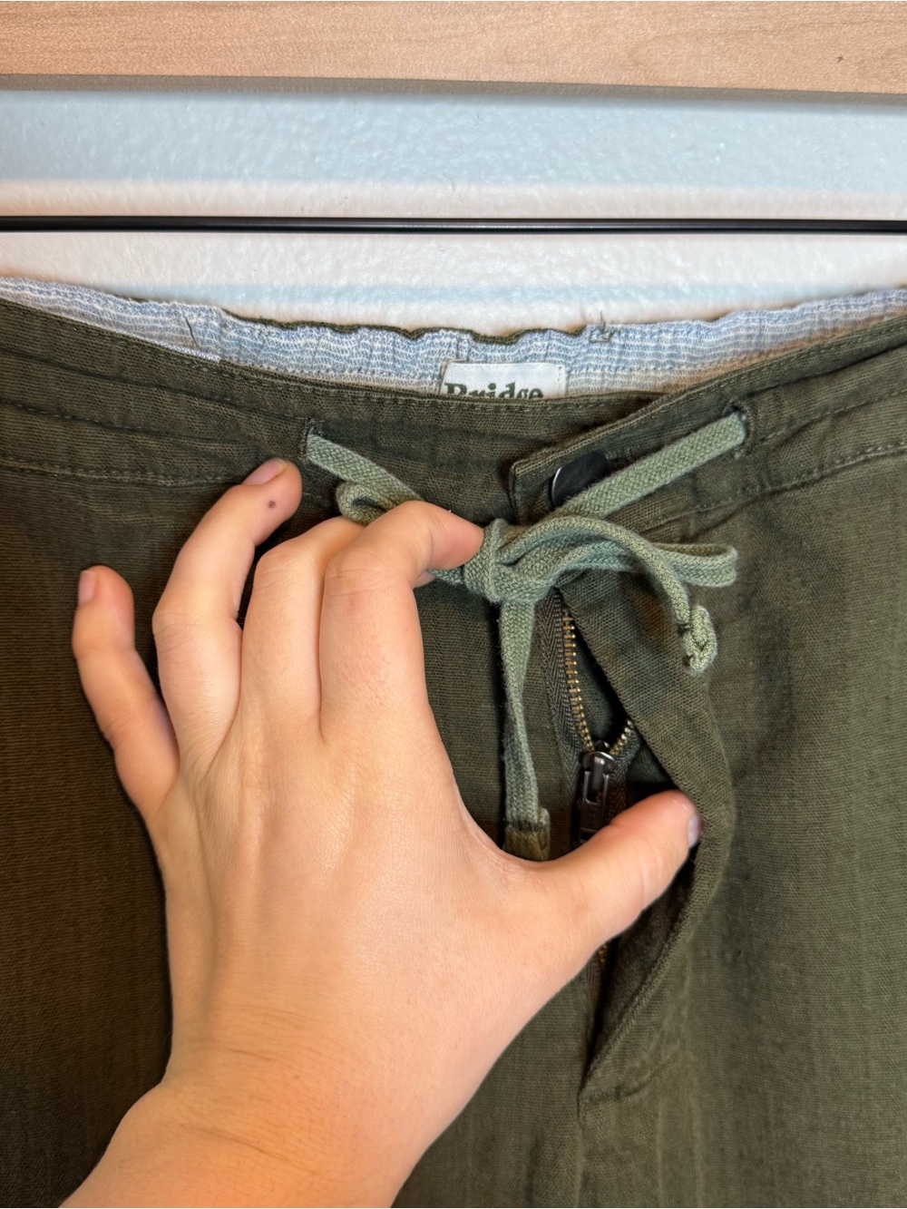 Bridge and Burn Olive Drawstring Chino Lounge Pants Green 30 - Picture 3 of 11